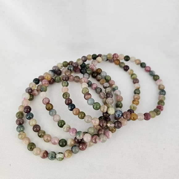 High quality natural watermelon tourmaline 6 mm bead bracelet - Picture 3 of 6